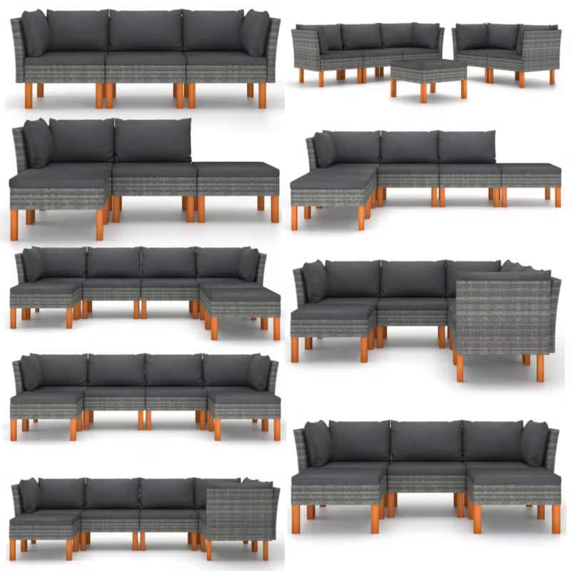 Havesofa 72,5x64,5 cm Poly疏rattan Grå med Hynder