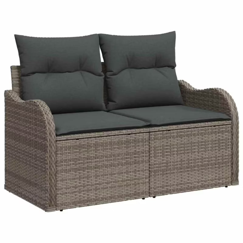 Havesofa Polyrattan med Hynder Grå WM-3354228