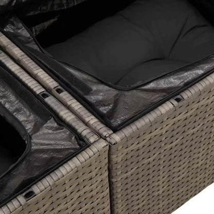 Havesofa Polyrattan med Hynder Grå WM-3354228