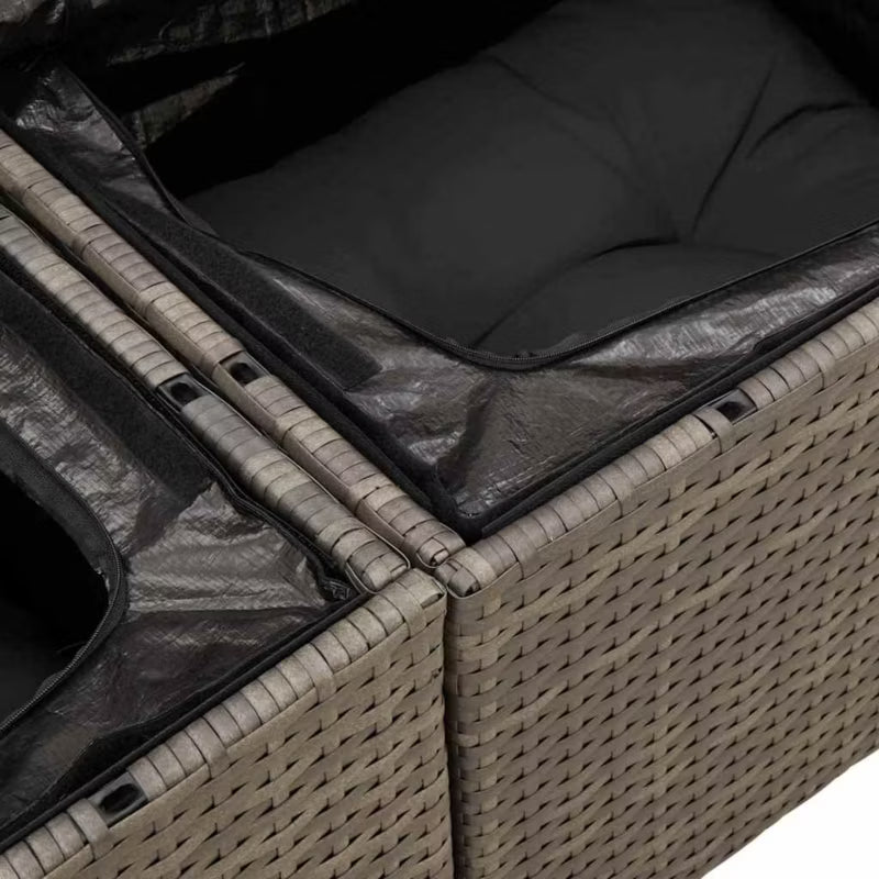 Havesofa Polyrattan med Hynder Grå WM-3354228
