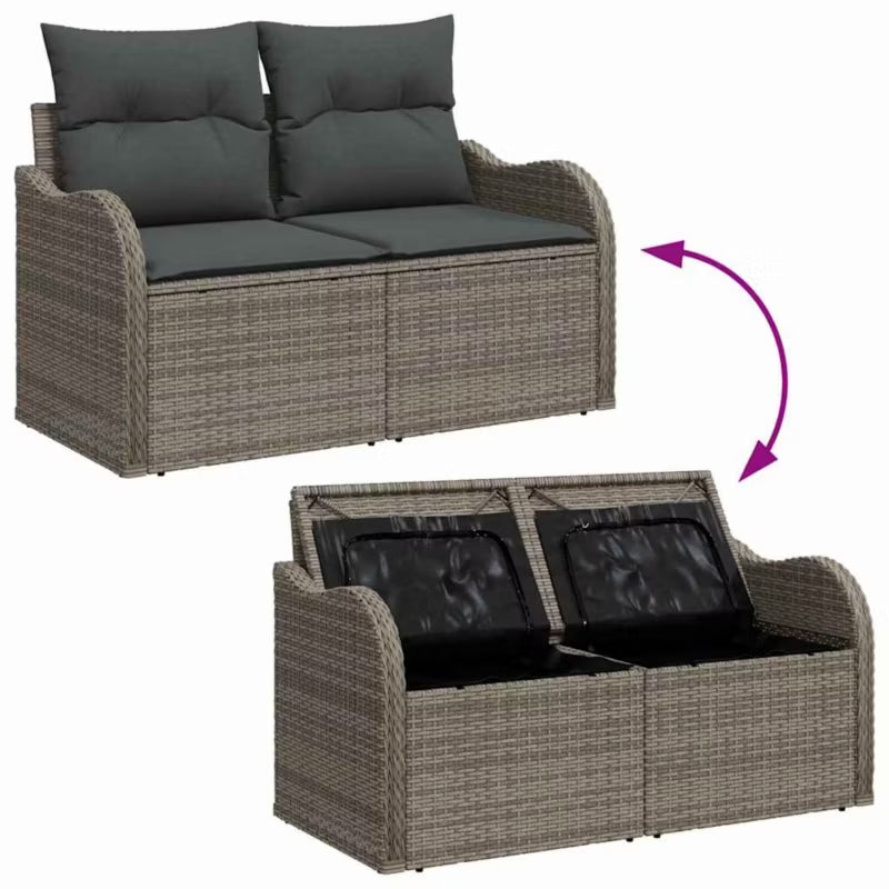 Havesofa Polyrattan med Hynder Grå WM-3354228