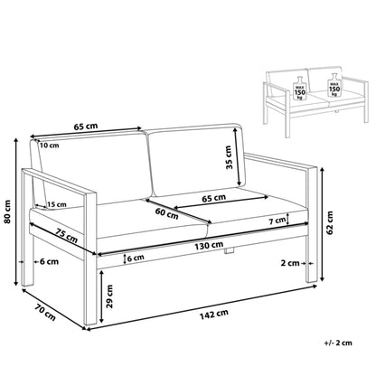 Havesofa Salerno 142 cm Grå Aluminium