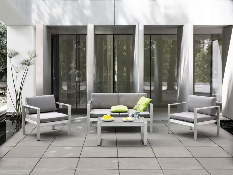 Havesofa Salerno 142 cm Grå Aluminium