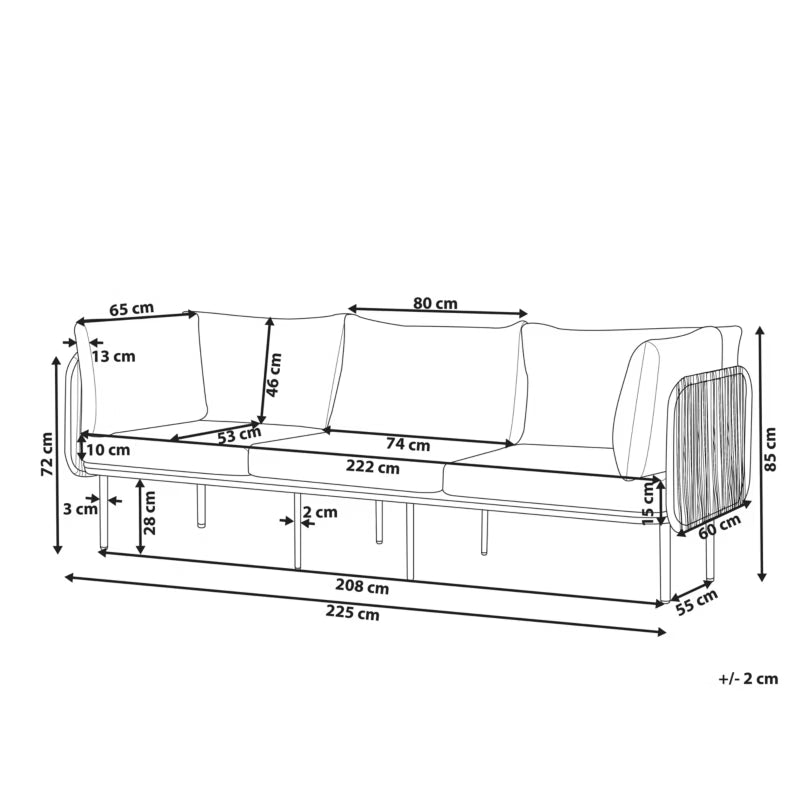 Havesofa Senise 3-Personer 225x60 cm Grå