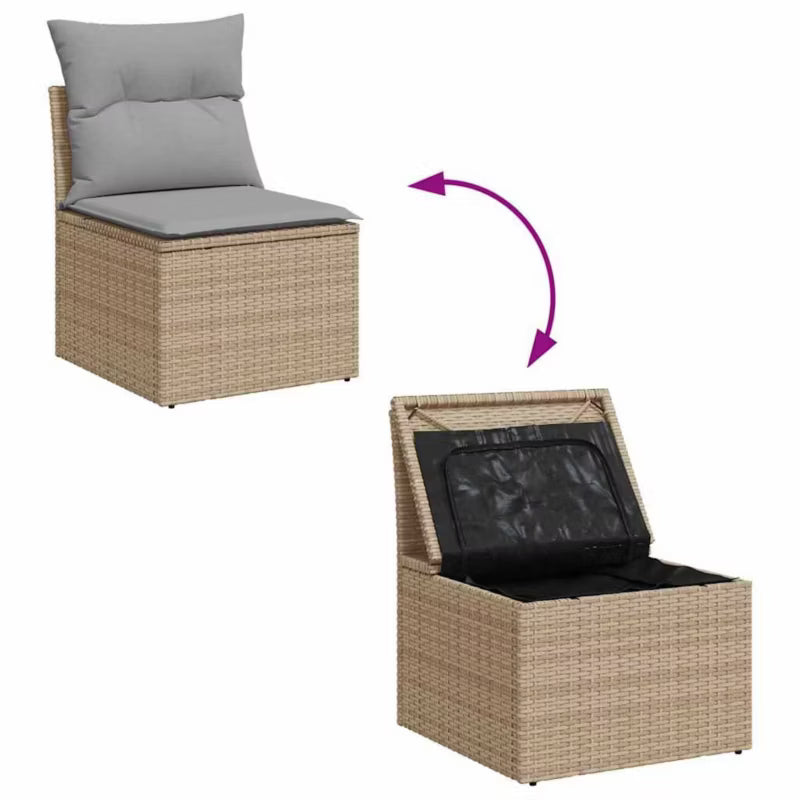 Havesofa Technorattan Beige med Hynder