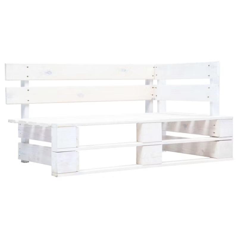 Havesofa Træ 110x65 cm Hvid med Hynder