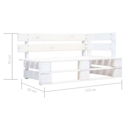 Havesofa Træ 110x65 cm Hvid med Hynder
