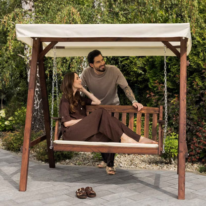 Havesofa Træ 2-Personers med Tag Creme DV-174SW