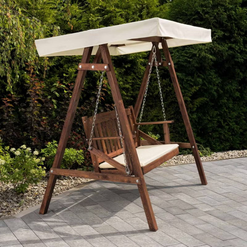 Havesofa Træ 2-Personers med Tag Creme DV-174SW