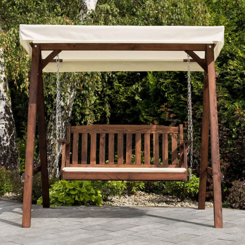Havesofa Træ 2-Personers med Tag Creme DV-174SW
