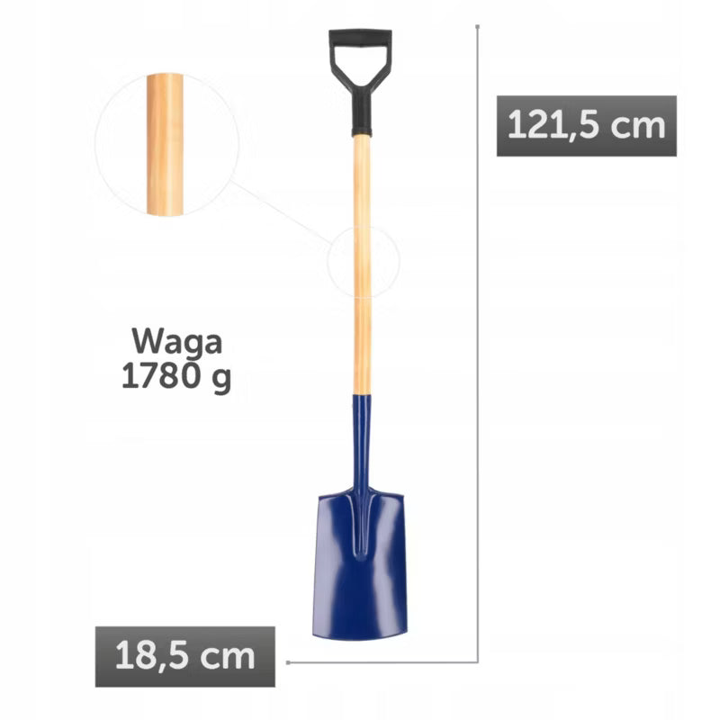 Havespade 122 cm med Træskaft Metal