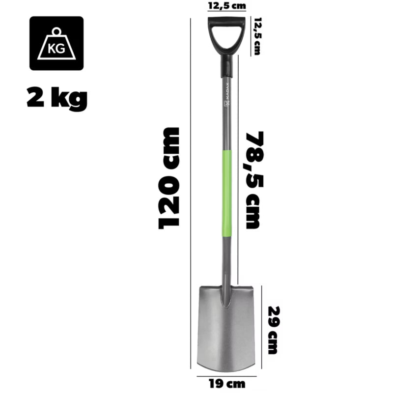 Havespade Lige 120 cm Sort og Grøn Metal