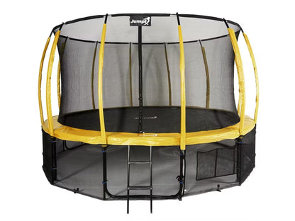 Havesprangetrampolin 435 cm Gul med Indvendigt Sikkerhedsnet