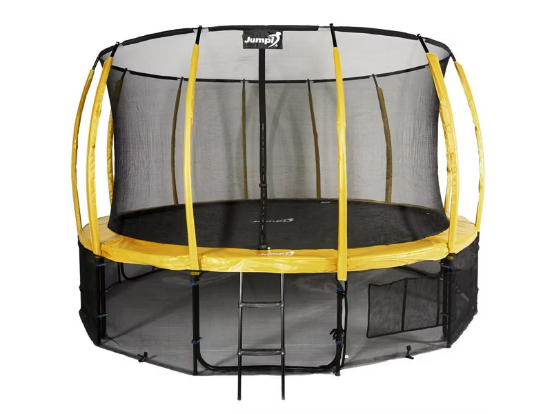 Havesprangetrampolin 435 cm Gul med Indvendigt Sikkerhedsnet