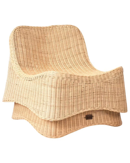 Havestol Aigani med Fodskammel Natur Rattan