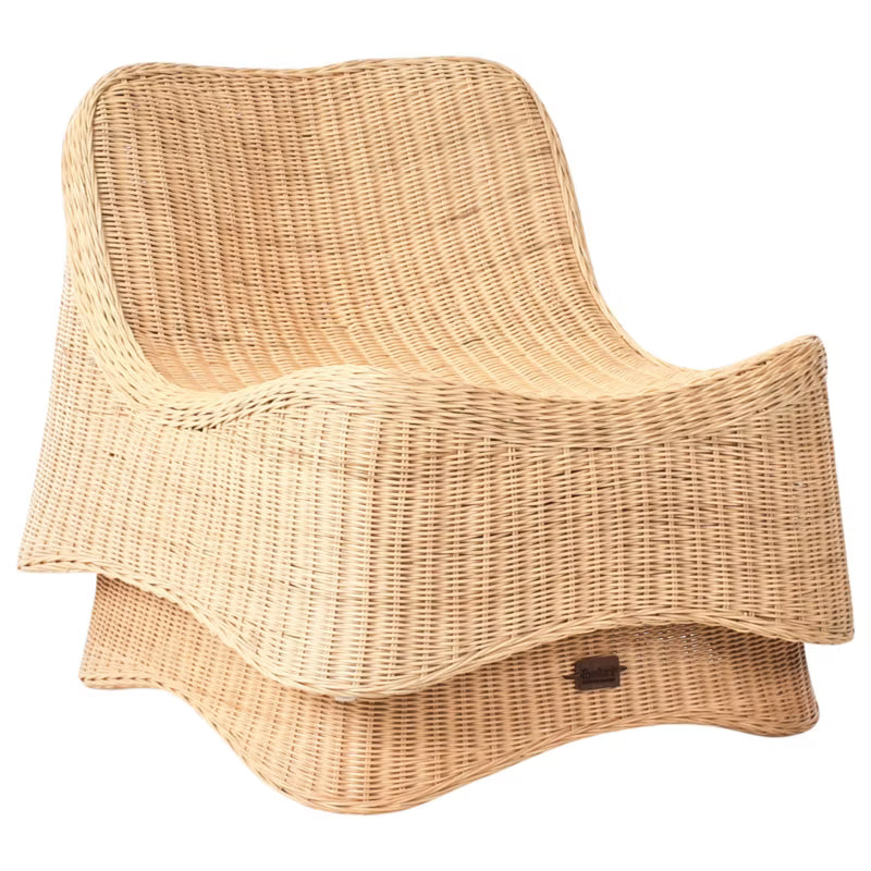 Havestol Aigani med Fodskammel Natur Rattan