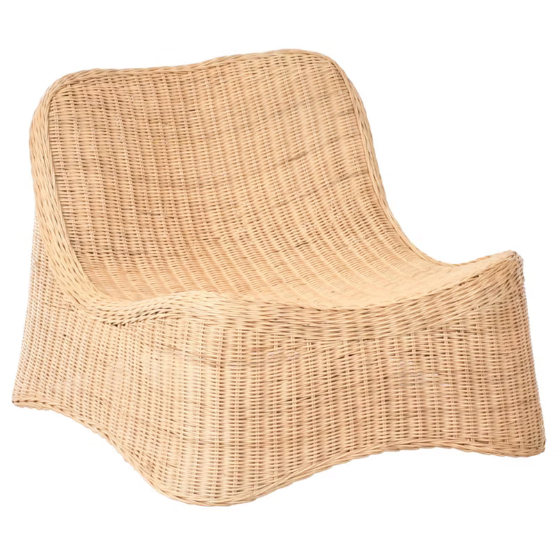 Havestol Aigani med Fodskammel Natur Rattan