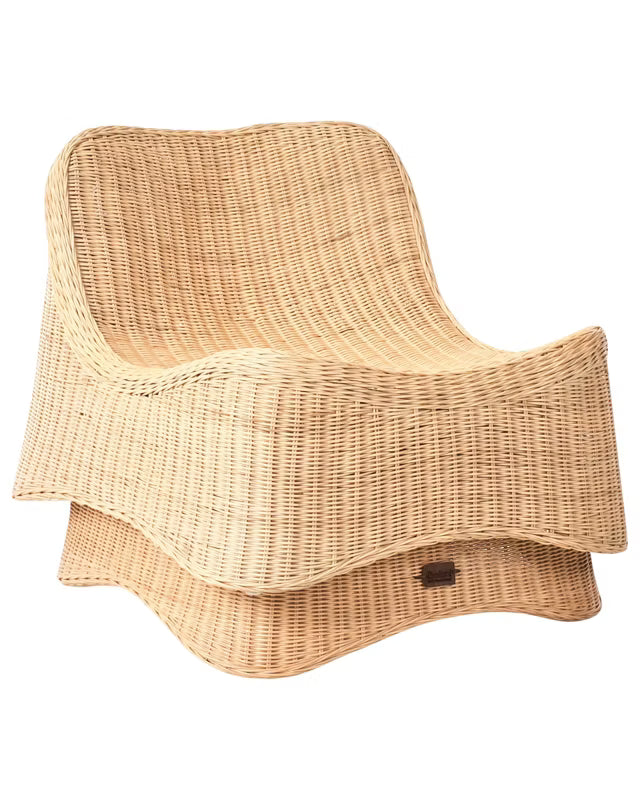 Havestol Aigani med Fodskammel Natur Rattan