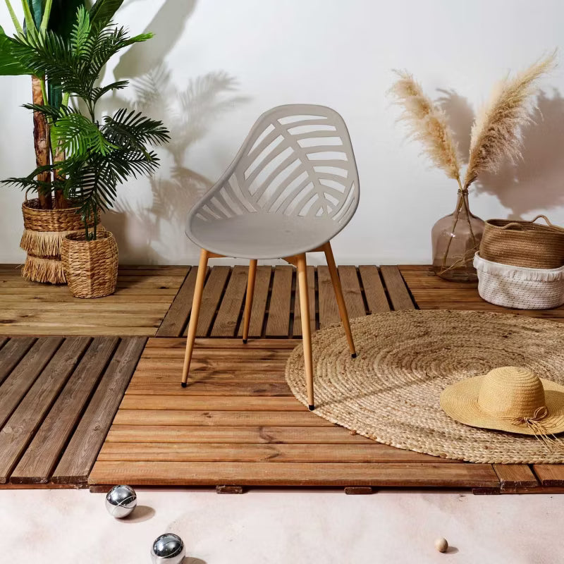 Havestol Leaf Beige med Bladmønster