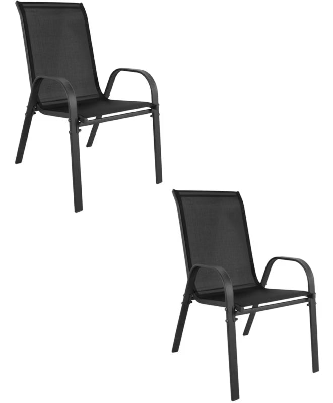 Havestol Metal med Armlæn Sort 2 Stk.