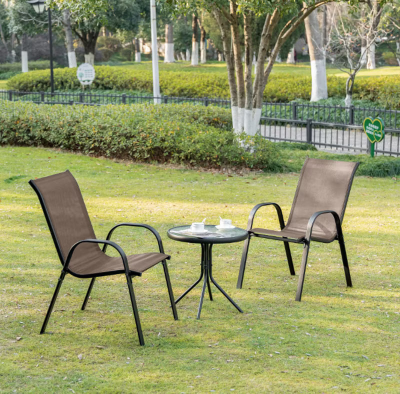Havestol Metal med Armlæn Brun 2 Stk.