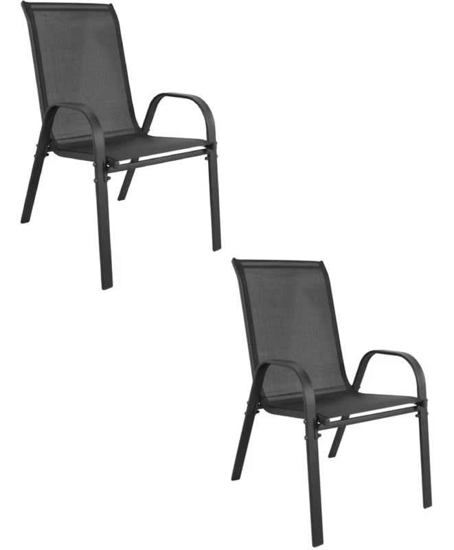Havestol Metal med Armlæn Mørkegrå 2 Stk.