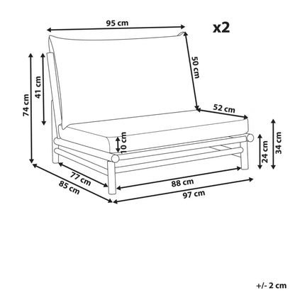 Havestol Todi 97x85 cm Bambus Gråbeige 2 Stk. 4255664833068