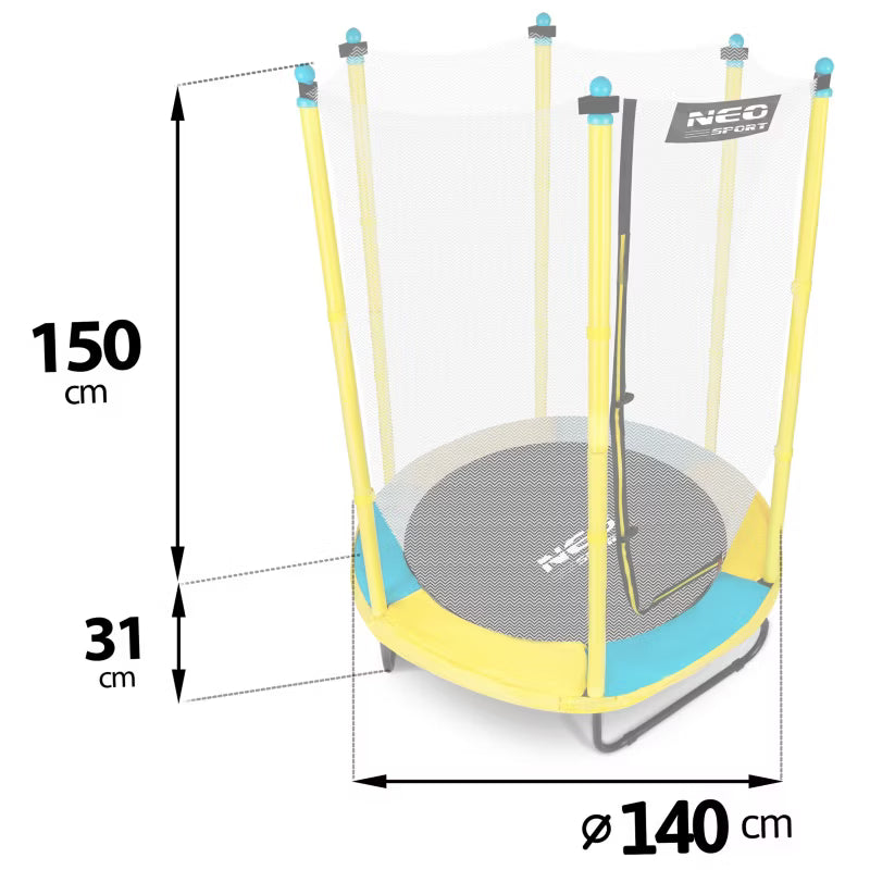 Havetrampolin 140 cm Gul med Sikkerhedsnet
