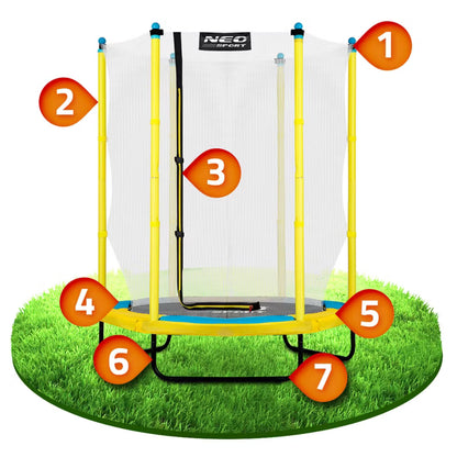 Havetrampolin 140 cm Gul med Sikkerhedsnet