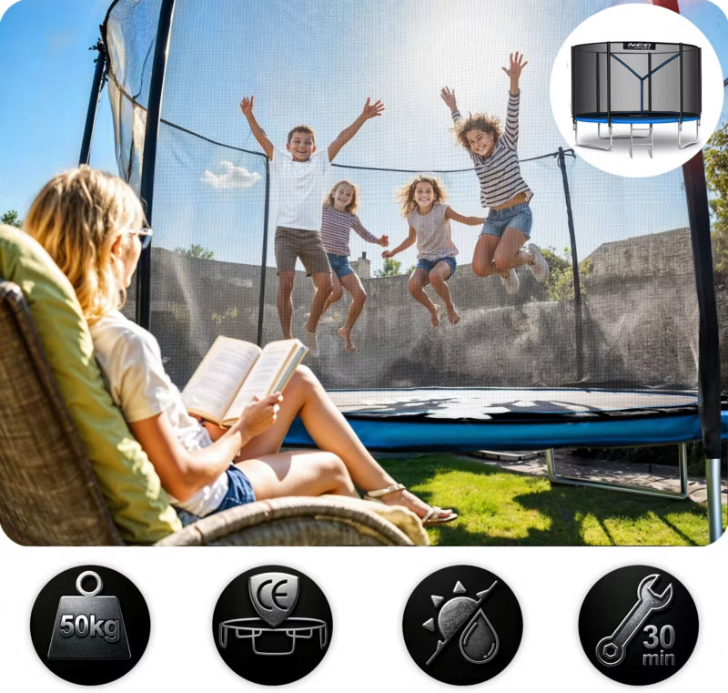 Havetrampolin 183 cm Blå med Stige og Sikkerhedsnet