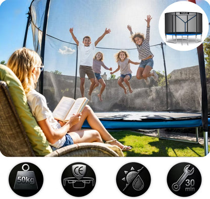 Havetrampolin 183 cm Blå med Stige og Sikkerhedsnet