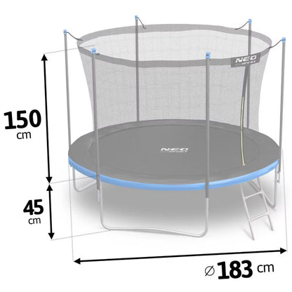 Havetrampolin 183 cm Blå med Stige og Sikkerhedsnet