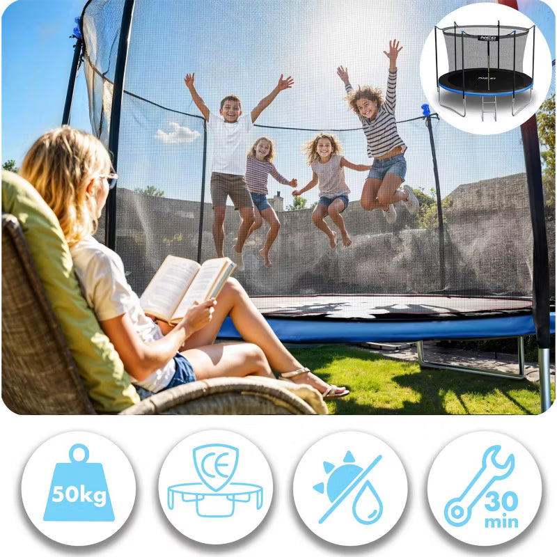 Havetrampolin 183 cm Blå med Stige og Sikkerhedsnet