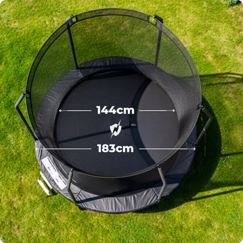 Havetrampolin 183 cm med Sikkerhedsnet og Stige Sort