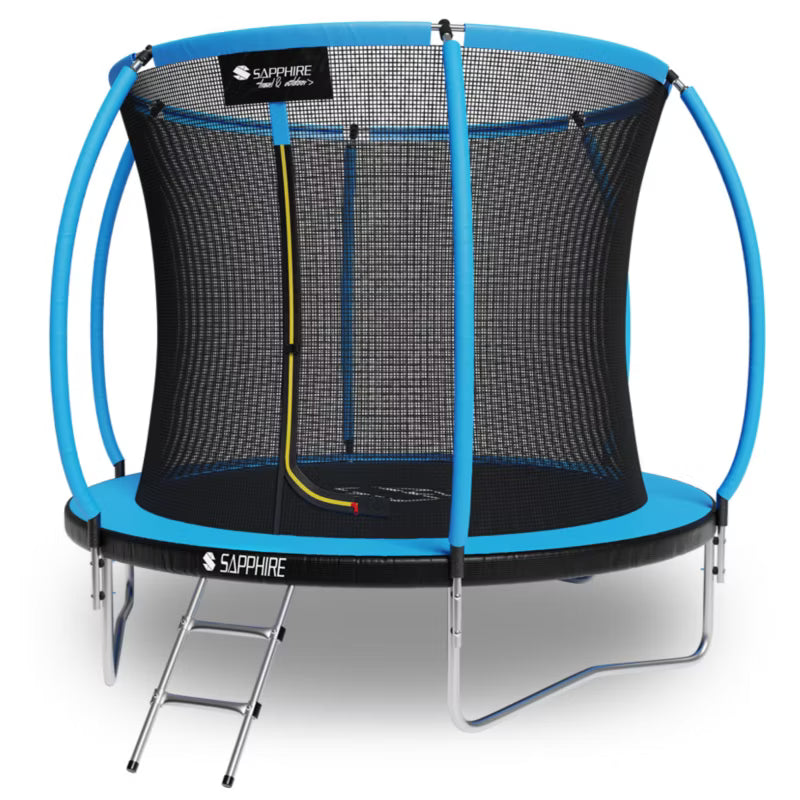 Havetrampolin 252 cm Blå med Indvendigt Sikkerhedsnet og Stige