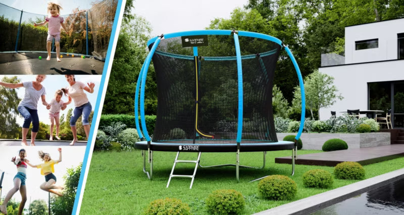Havetrampolin 252 cm Blå med Indvendigt Sikkerhedsnet og Stige