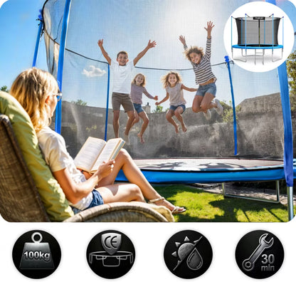 Havetrampolin 252 cm med Sikkerhedsnet og Stige Blå