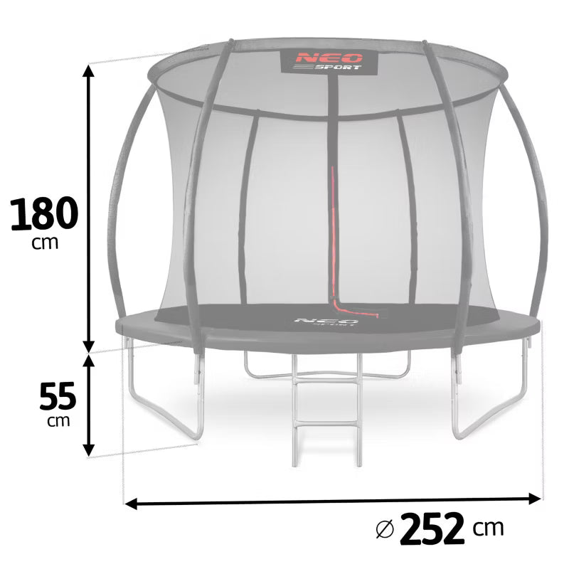 Havetrampolin 252 cm Grøn med Indvendigt Sikkerhedsnet NS-08C231