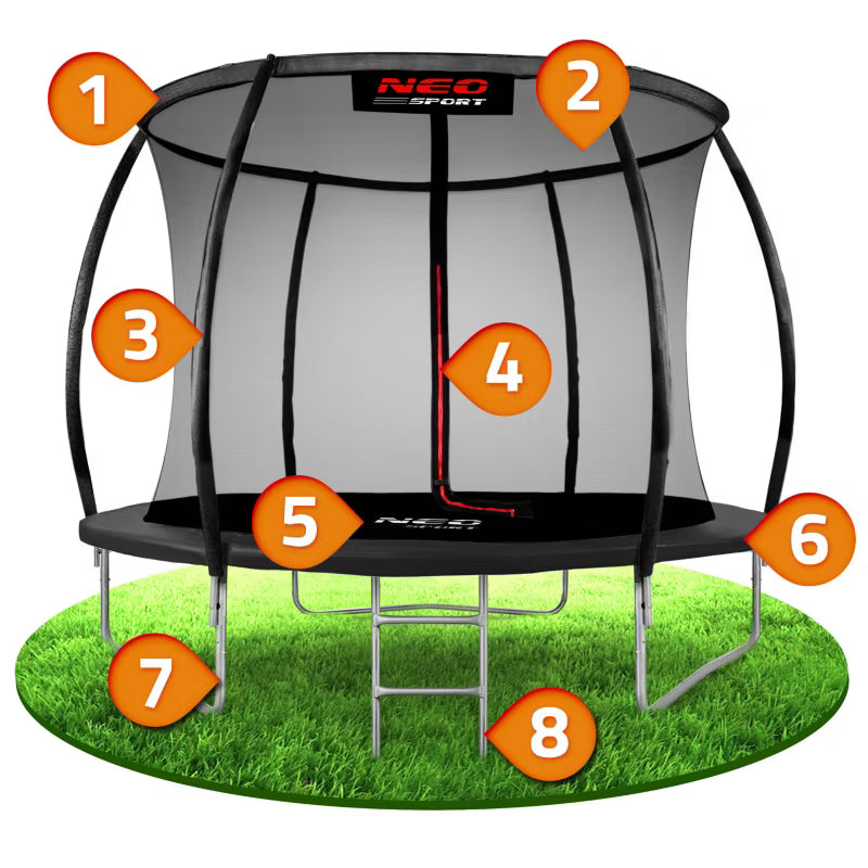 Havetrampolin 252 cm Grøn med Indvendigt Sikkerhedsnet NS-08C231