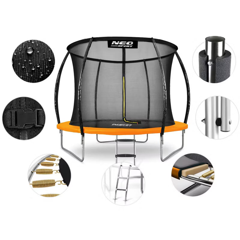 Havetrampolin 252 cm Orange med Indvendigt Sikkerhedsnet NS-08C201