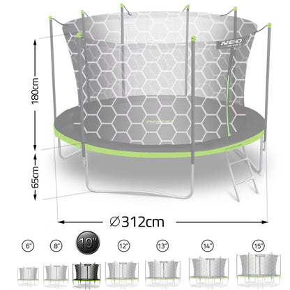 Havetrampolin 312 cm Grøn med Indvendigt Sikkerhedsnet NS-10W231