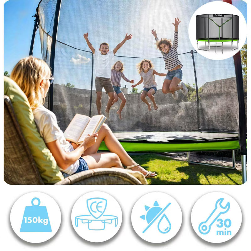 Haves trampolin 312 cm Grøn med Sikkerhedsnet NS-10Z231