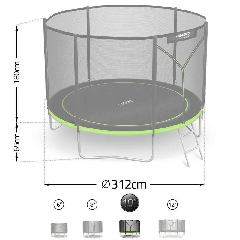 Haves trampolin 312 cm Grøn med Sikkerhedsnet NS-10Z231