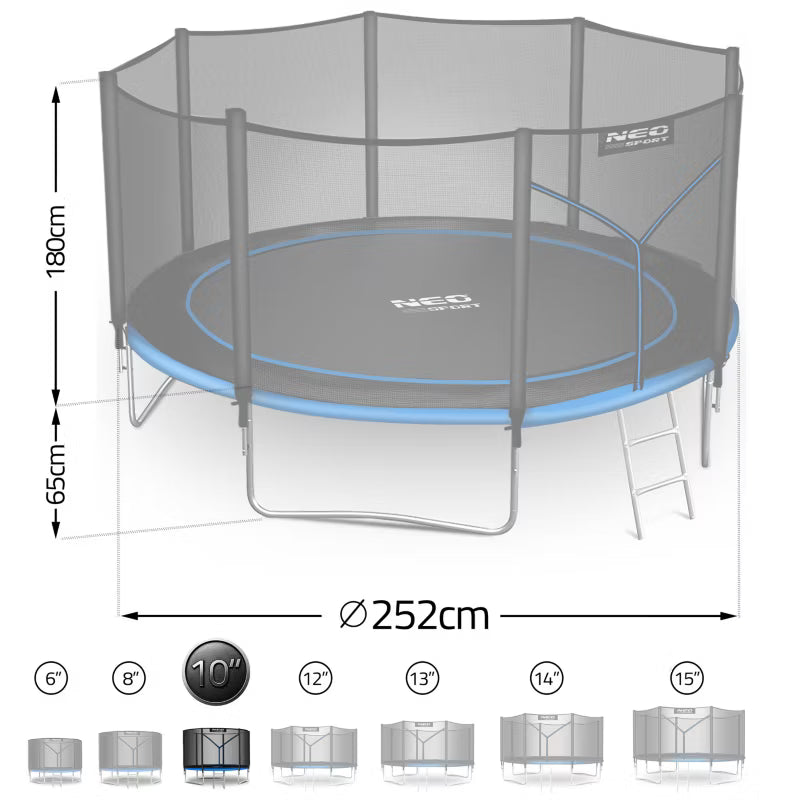 Havetrampolin 312 cm med Sikkerhedsnet og Stige Blå