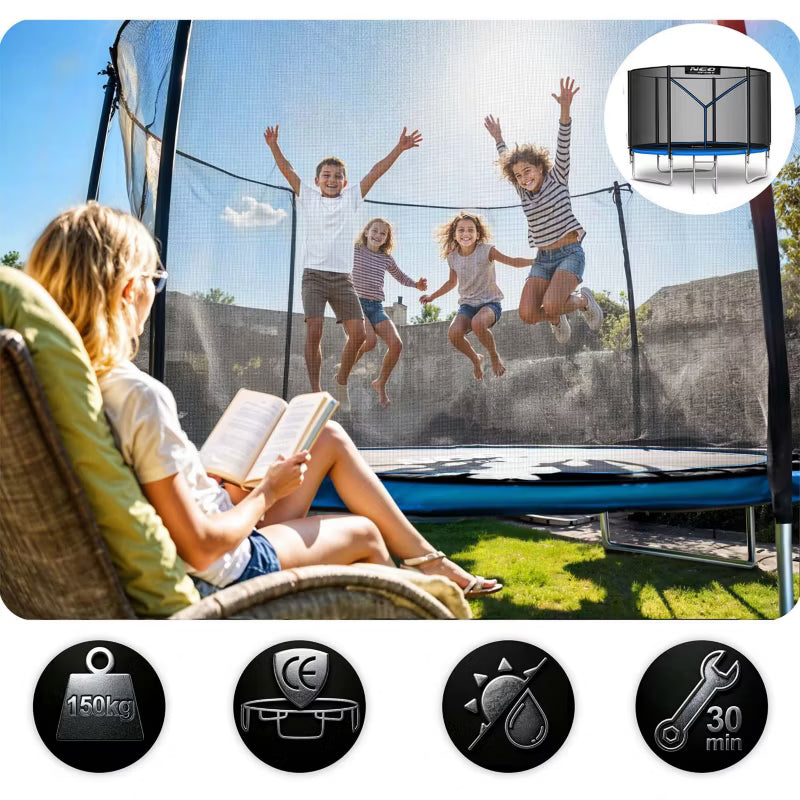 Havetrampolin 312 cm med Sikkerhedsnet og Stige Blå