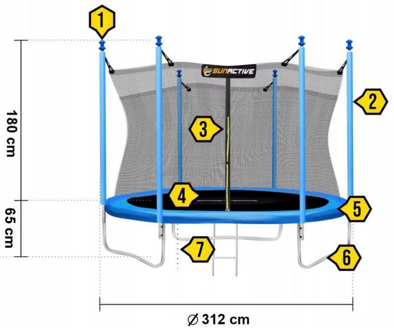 Hagetrampolin 312 cm med Indvendigt Sikkerhedsnet og Stige