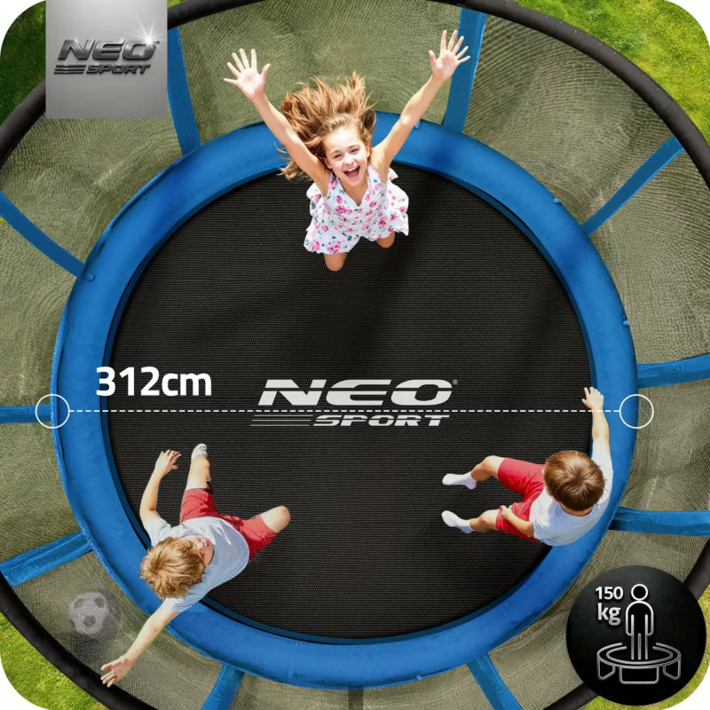 Havetrampolin 312 cm Blå med Stige og Sikkerhedsnet