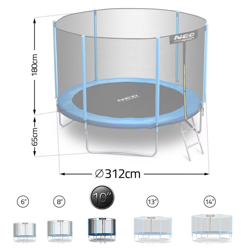 Havetrampolin 312 cm Blå med Stige og Sikkerhedsnet