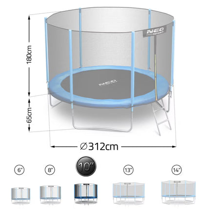 Havetrampolin 312 cm Blå med Stige og Sikkerhedsnet