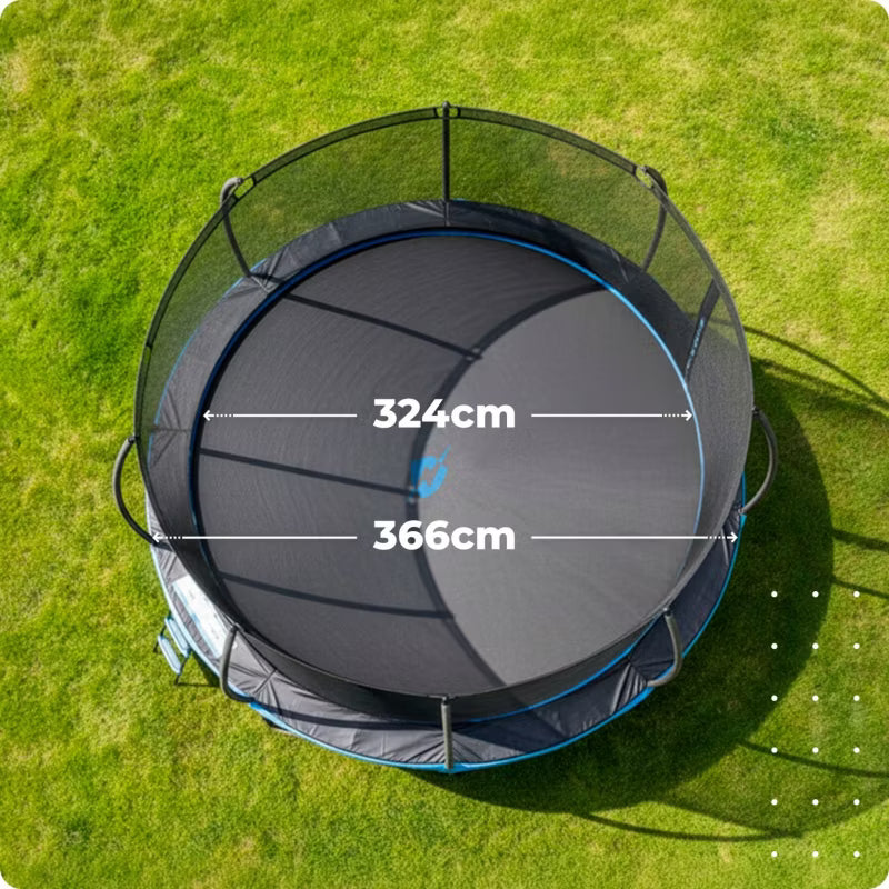 Havetrampolin 366 cm med Sikkerhedsnet og Stige Blå